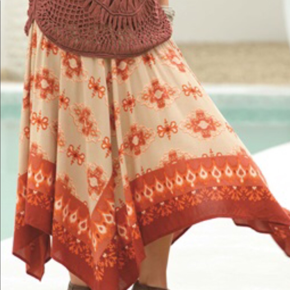 Plus size Hankie Hem Boho Aztec Maxi Skirt 18W 20W - Picture 2 of 5